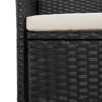 7-tlg. Garten-Essgruppe mit Kissen Schwarz Poly Rattan