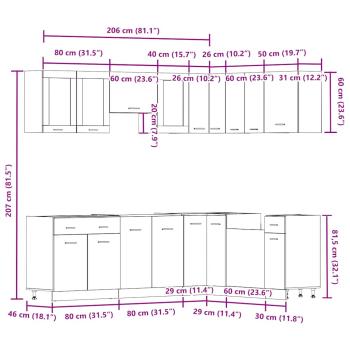 11-tlg. Küchenschrank-Set Artisan-Eiche Holzwerkstoff