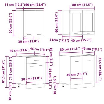 4-tlg. Küchenschrank-Set Artisan-Eiche Holzwerkstoff