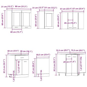 11-tlg. Küchenschrank-Set Artisan-Eiche Holzwerkstoff