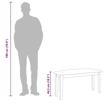 Bank 90 cm Braun Massivholz Gummibaum