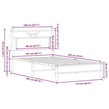 Bettgestell ohne Matratze Räuchereiche 107x203 cm Holzwerkstoff