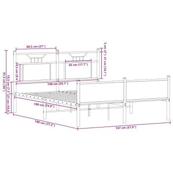 Bettgestell ohne Matratze Räuchereiche 140x190 cm Holzwerkstoff