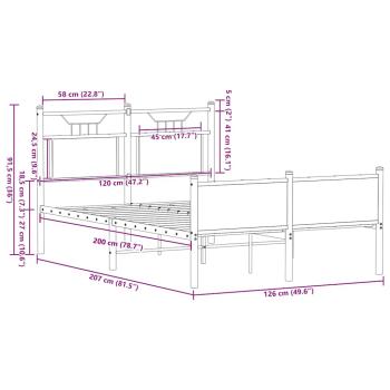 Bettgestell ohne Matratze Räuchereiche 120x200 cm Holzwerkstoff