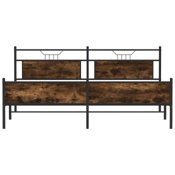 Metallbett ohne Matratze Räuchereiche 193x203 cm