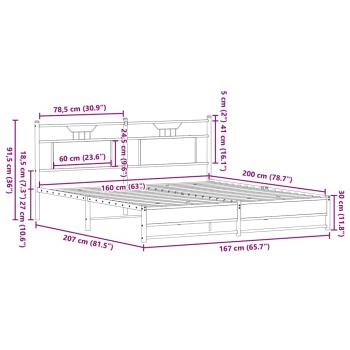 Bettgestell ohne Matratze Räuchereiche 160x200 cm Holzwerkstoff