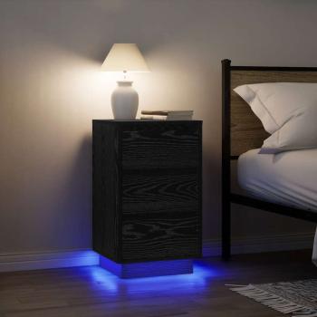 ARDEBO.de - Nachttisch mit LED-Leuchten Schwarz 38x34x65 cm