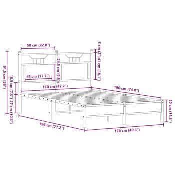 Bettgestell ohne Matratze Räuchereiche 120x190 cm Holzwerkstoff