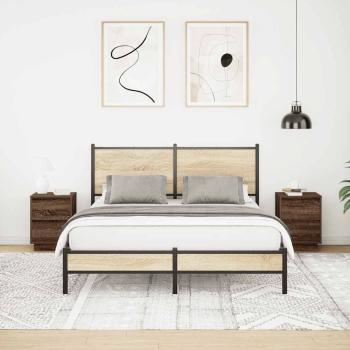 Nachttische mit LED-Leuchten 2 Stk. Braun Eichen-Optik