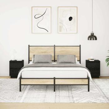 Nachttische mit LED-Leuchten 2 Stk. Schwarz 38x34x50 cm