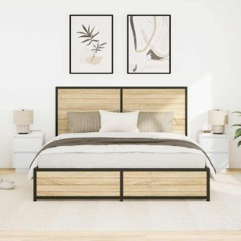 Nachttische mit LED-Leuchten 2 Stk. Weiß 38x34x50 cm