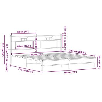 Bettgestell ohne Matratze Räuchereiche 183x213 cm Holzwerkstoff