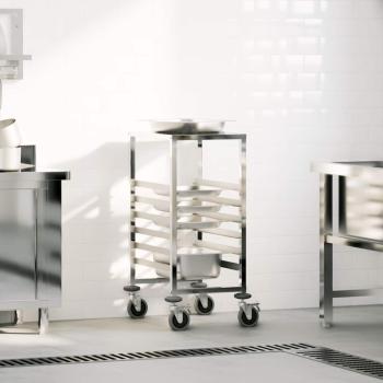 ARDEBO.de - Tablettwagen mit 6 GN-Behältern 39x55x87 cm Edelstahl