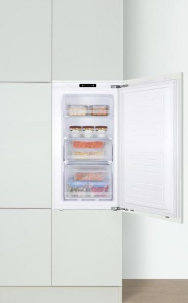 Amica EGS 16183-1 Einbau-Gefrierschrank, Nischenhöhe: 88 cm, 100 L, Festtür-Technik, elektronische Steuerung, Tür-Offen-Alarm, Supergefrierfunktion, Inverter Kompressor, weiß (1195107)