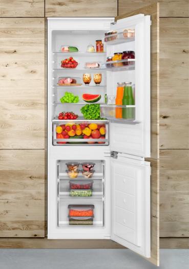 Amica EKGCX 387 902 Einbau-Kühl-/Gefrierkombination, Nischenhöhe: 178 cm, 270 L, Festtür-Technik, elektronische Steuerung, Tür-Offen-Alarm, Inverter Kompressor, weiß (1195042)