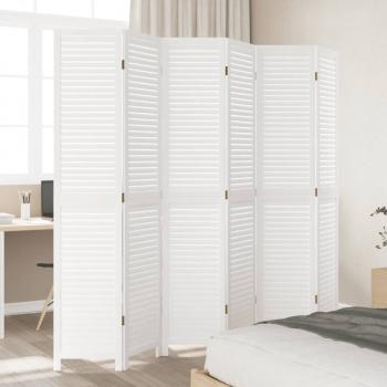 ARDEBO.de - 6-tlg. Raumteiler Weiß Massivholz Paulownia