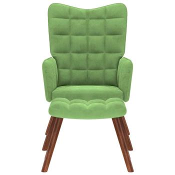 Relaxsessel mit Hocker Hellgrün Samt