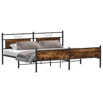 Metallbett ohne Matratze Räuchereiche 200x200 cm