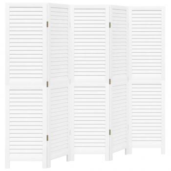 5-tlg. Raumteiler Weiß Massivholz Paulownia