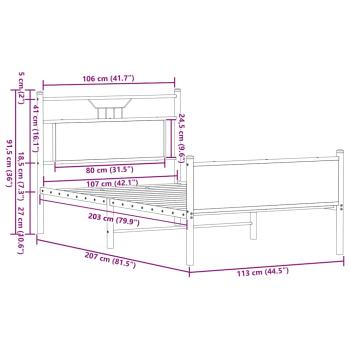 Bettgestell ohne Matratze Sonoma-Eiche 107x203 cm Holzwerkstoff