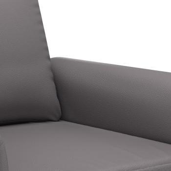 3-tlg. Sofagarnitur mit Kissen Grau Kunstleder