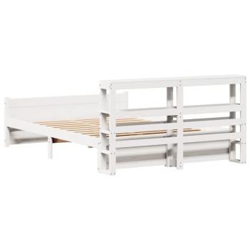 Bettgestell mit Kopfteil ohne Matratze Weiß 135x190 cm