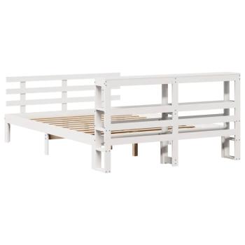 Bettgestell mit Kopfteil ohne Matratze Weiß 135x190 cm