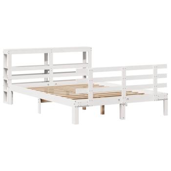 Bettgestell mit Kopfteil ohne Matratze Weiß 160x200 cm