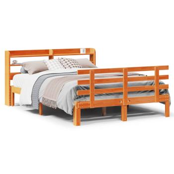 Bettgestell mit Kopfteil ohne Matratze Wachsbraun 120x190 cm