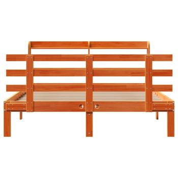 Bettgestell mit Kopfteil ohne Matratze Wachsbraun 120x190 cm
