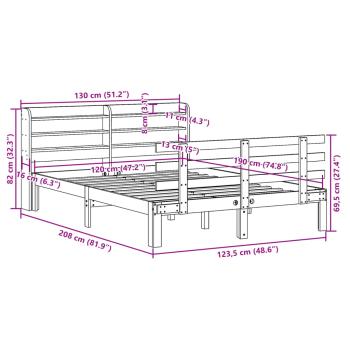Bettgestell mit Kopfteil ohne Matratze Wachsbraun 120x190 cm