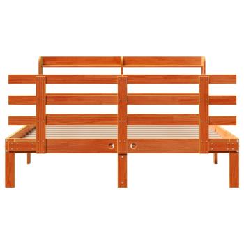 Bettgestell mit Kopfteil ohne Matratze Wachsbraun 140x190 cm