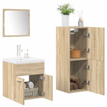 ARDEBO.de - 4-tlg. Badmöbel-Set Sonoma-Eiche Holzwerkstoff