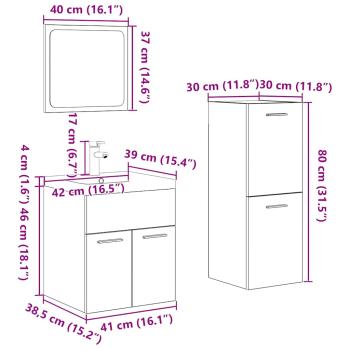 4-tlg. Badmöbel-Set Sonoma-Eiche Holzwerkstoff