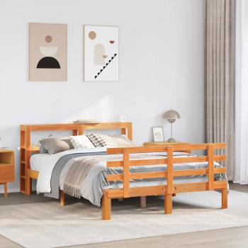 ARDEBO.de - Bettgestell mit Kopfteil ohne Matratze Wachsbraun 120x190 cm
