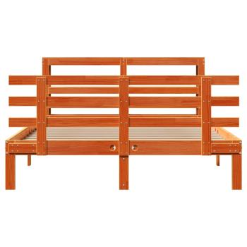 Bettgestell mit Kopfteil ohne Matratze Wachsbraun 120x190 cm