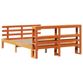 Bettgestell mit Kopfteil ohne Matratze Wachsbraun 120x190 cm