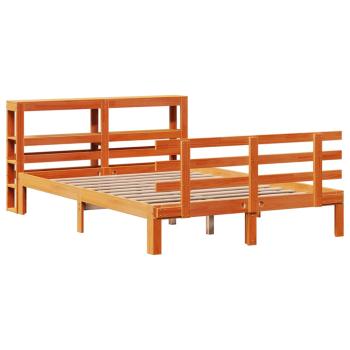 Bettgestell mit Kopfteil ohne Matratze Wachsbraun 140x190 cm