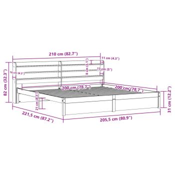 Bettgestell mit Kopfteil ohne Matratze 200x200 cm