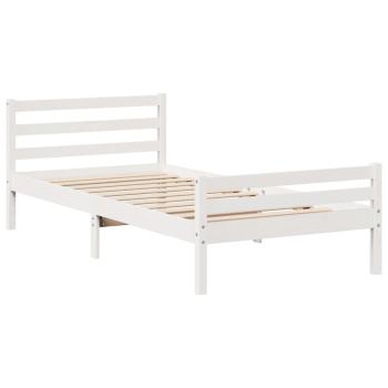 Bettgestell mit Kopfteil ohne Matratze Weiß 100x200 cm
