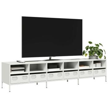 ARDEBO.de - TV-Schrank Weiß 202x39x43,5 cm Kaltgewalzter Stahl