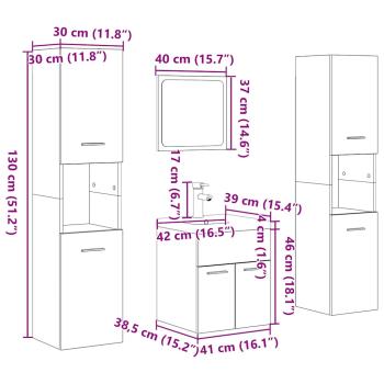 5-tlg. Badmöbel-Set Sonoma-Eiche Holzwerkstoff