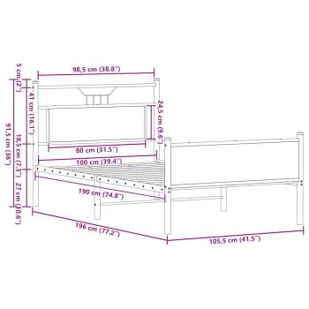 Bettgestell ohne Matratze Sonoma-Eiche 100x190 cm Holzwerkstoff
