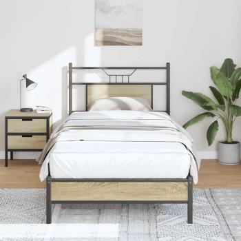 ARDEBO.de - Bettgestell ohne Matratze Sonoma-Eiche 90x190 cm Holzwerkstoff
