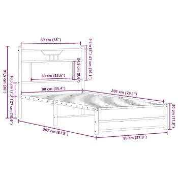 Bettgestell ohne Matratze Räuchereiche 90x200 cm Holzwerkstoff