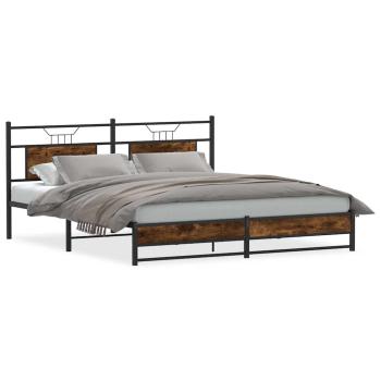 ARDEBO.de - Metallbett ohne Matratze Räuchereiche 183x213 cm