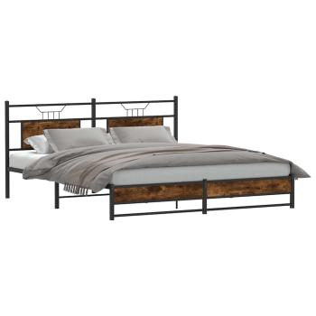 Metallbett ohne Matratze Räuchereiche 183x213 cm