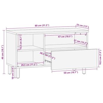 TV-Schrank Braun 80x33x46 cm Massivholz Mango