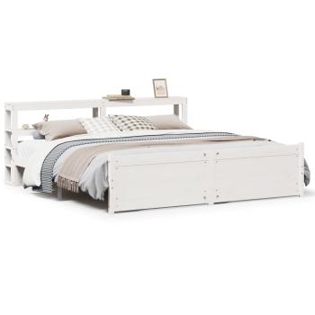 Bettgestell mit Kopfteil ohne Matratze Weiß 200x200 cm