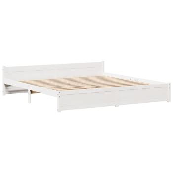 Bettgestell mit Kopfteil ohne Matratze Weiß 200x200 cm
